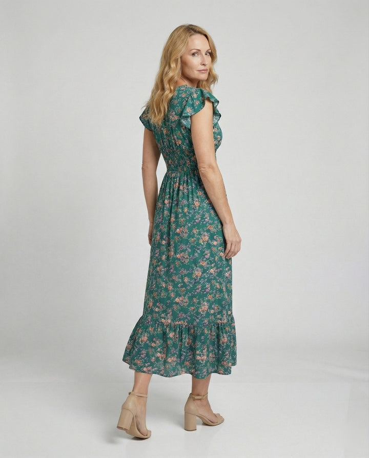 Damen Blumenkleid Maxikleid Boho
