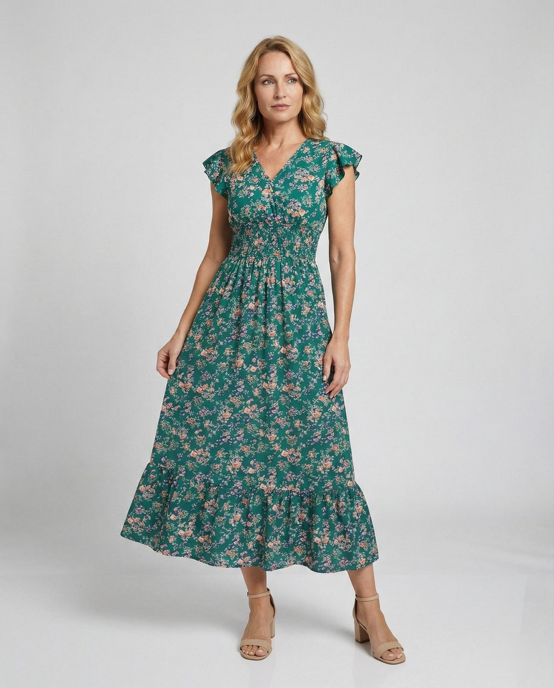 Damen Blumenkleid Maxikleid Boho