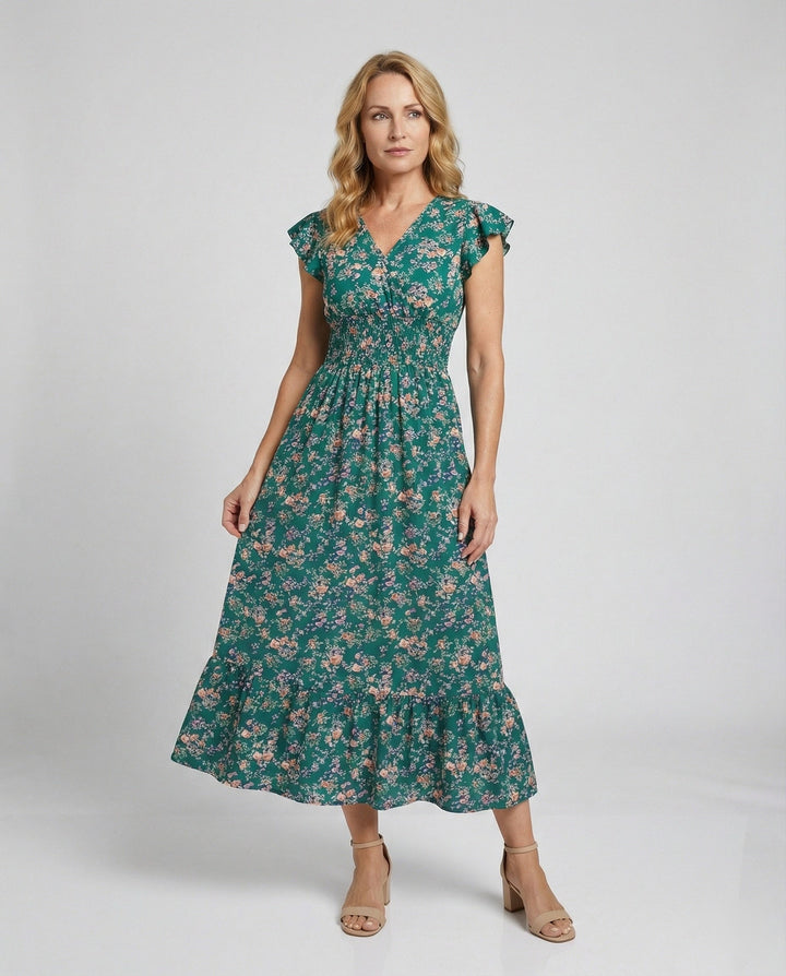 Damen Blumenkleid Maxikleid Boho