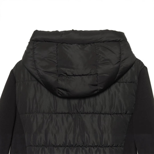 Damen Kurzjacke im Materialmix mit gesteppter Front, Kapuze und taillierendem Tunnelzug Nord Taschen
