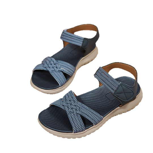 Damen Komfortable Sandalen mit geflochtenen Riemen und elastischem Band Nord Taschen