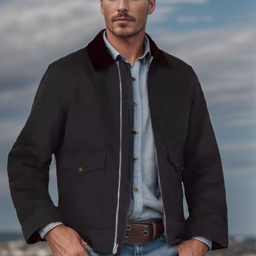 Herren robuste Canvas-Fieldjacke mit Cordkragen und aufgesetzten Pattentaschen Nord Taschen