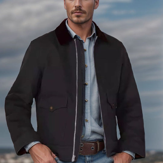 Herren robuste Canvas-Fieldjacke mit Cordkragen und aufgesetzten Pattentaschen Nord Taschen