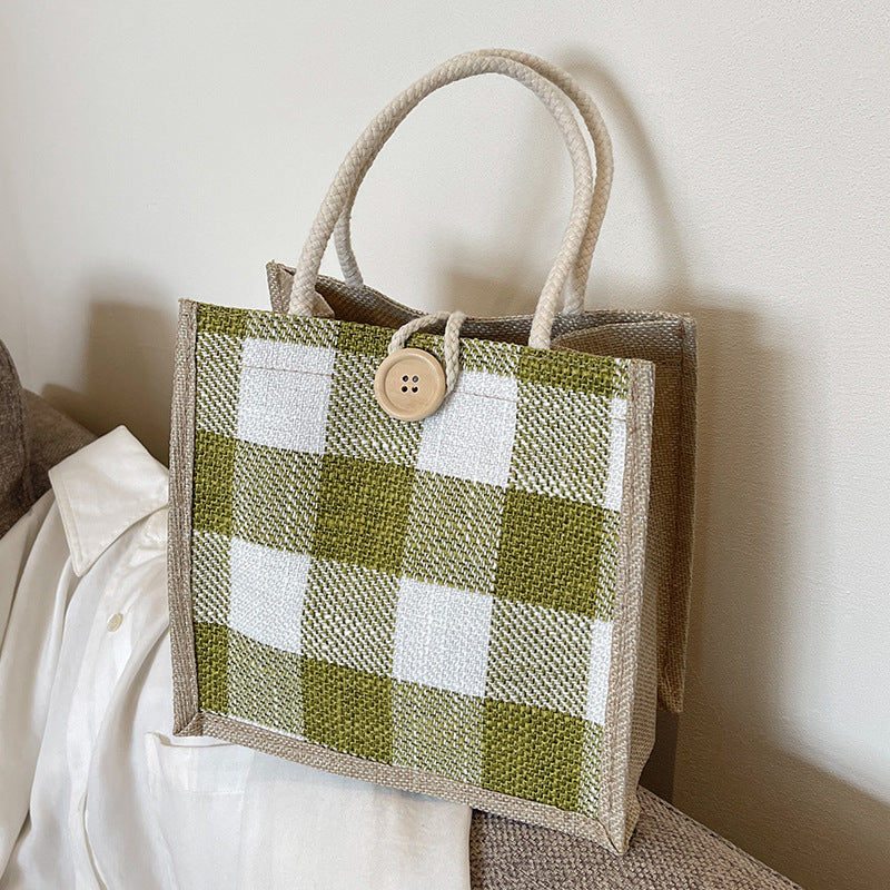 Damen Jute-Tasche im modernen Karomuster Nord Taschen