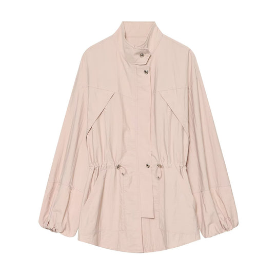 Damen Leichte Parka-Anorak Jacke mit Tunnelzugtaillierung und Stehkragen Nord Taschen