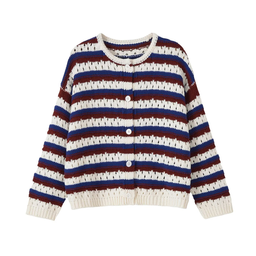 Damen Locker gestrickte Ajour-Cardigan mit Knopfleiste Nord Taschen