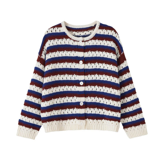 Damen Locker gestrickte Ajour-Cardigan mit Knopfleiste Nord Taschen