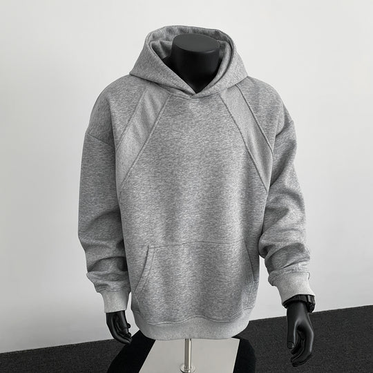 Herren Oversize-Kapuzenpullover mit diagonalem Einsatz und Kängurutasche Nord Taschen