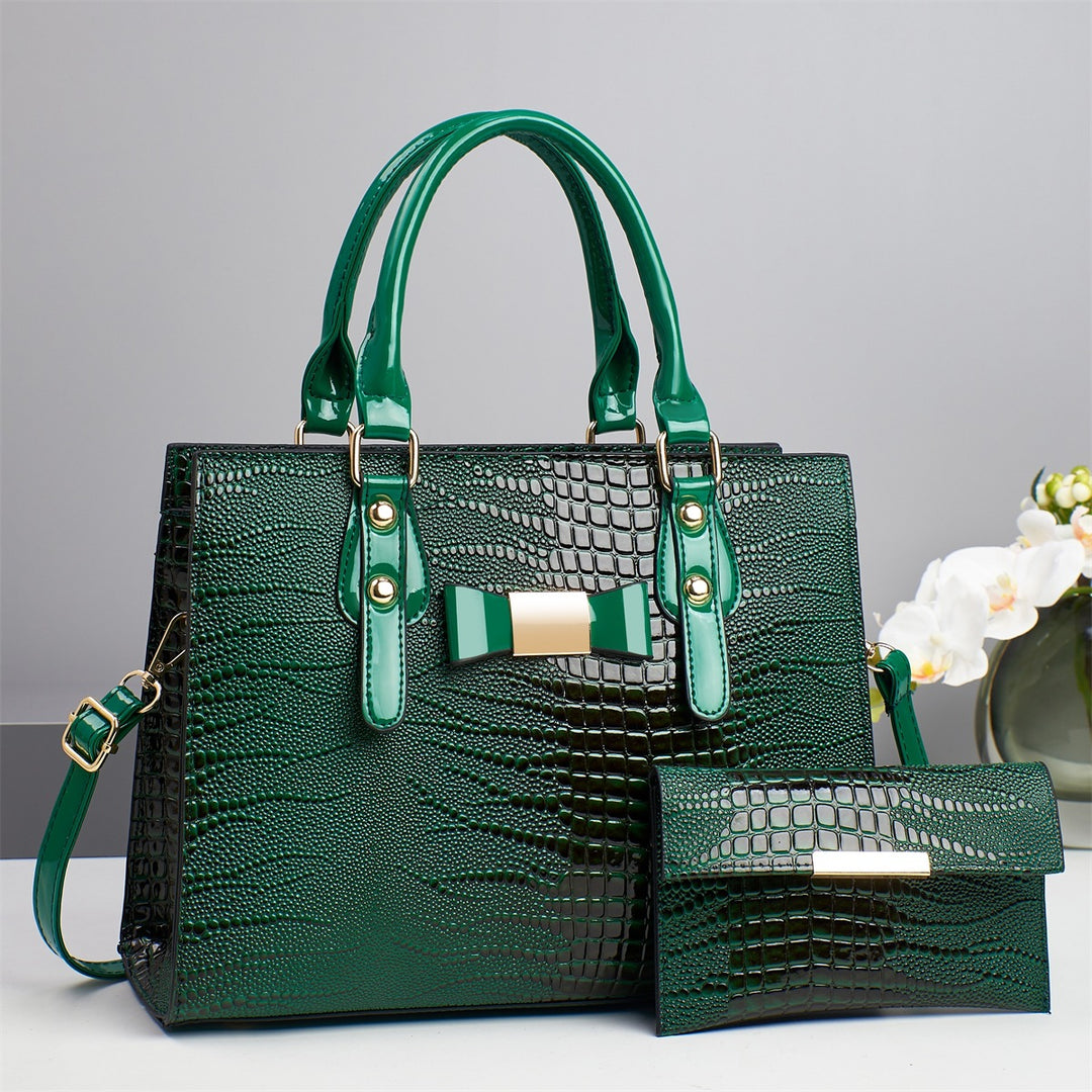 Damen Handtasche mit strukturiertem Kroko-Look und abnehmbarer Clutch Nord Taschen