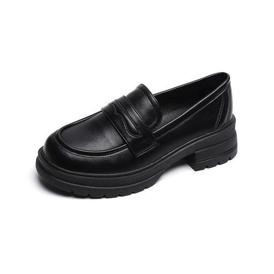 Damen Mokassin-Schuhe mit robustem Plateau und eleganter Schnalle