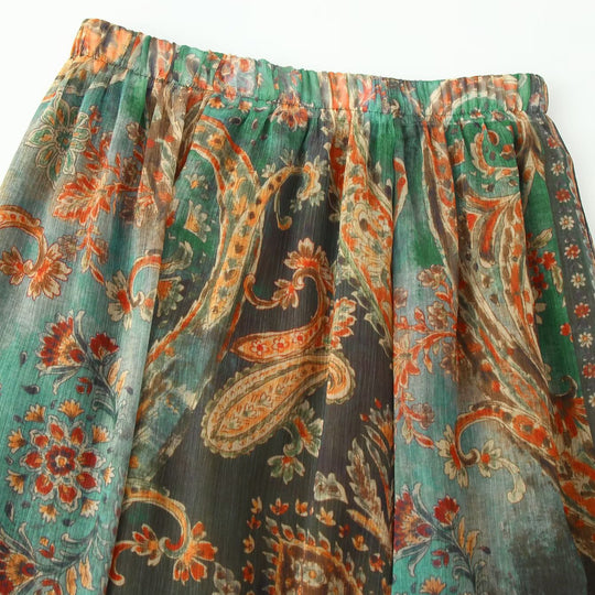 Damen Fließender Maxi‑Rock mit Paisley‑Print und elastischem Bund Nord Taschen