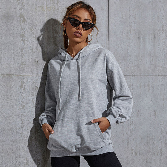 Damen Kapuzenpullover mit Statement-Backprint, Oversize‑Schnitt und gerippten Bündchen Nord Taschen