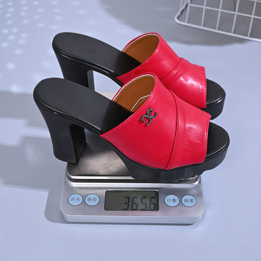 Damen Plateau-Pantoletten mit elegantem Riemendesign und bequemer Sohle