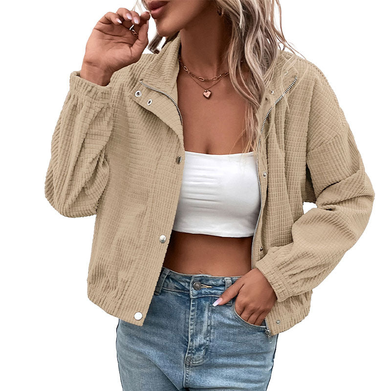 Damen Lässige Jacke mit hohem Kragen Nord Taschen