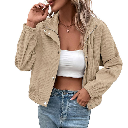 Damen Lässige Jacke mit hohem Kragen Nord Taschen