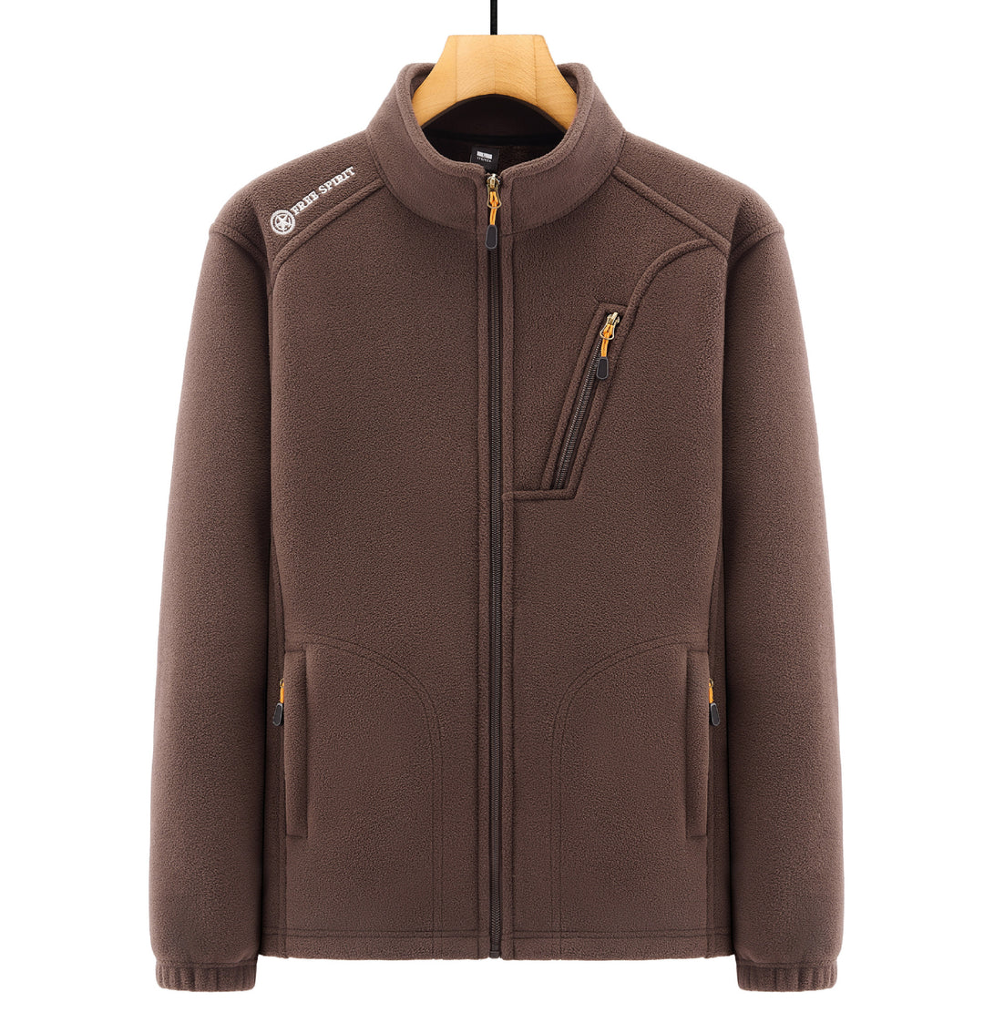 Herren Thermo‑Fleecejacke mit Sherpa‑Innenfutter, Stehkragen und Reißverschlusstaschen Nord Taschen