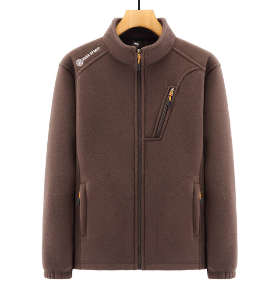 Herren Thermo‑Fleecejacke mit Sherpa‑Innenfutter, Stehkragen und Reißverschlusstaschen Nord Taschen