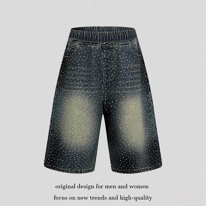 Damen hochgeschnittene Denim-Culotte-Shorts mit Komfortbund und dezentem Punktmuster Nord Taschen