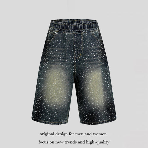 Damen hochgeschnittene Denim-Culotte-Shorts mit Komfortbund und dezentem Punktmuster Nord Taschen