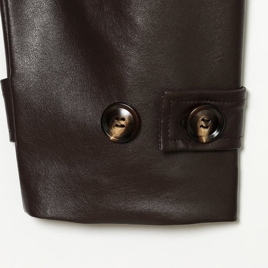 Damen Taillierte Cropped Veganlederjacke mit Stehkragen und Bindegürtel Nord Taschen