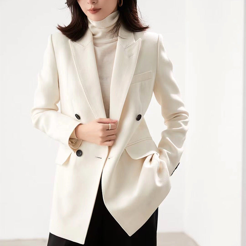 Damen Taillierter Longline-Blazer mit doppelreihiger Knopfleiste und Pattentaschen Nord Taschen