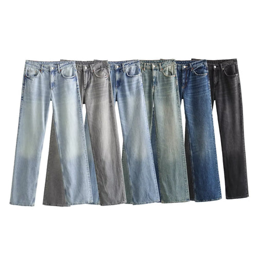 Damen Highwaist-Jeans mit geradem Bein, Five‑Pocket‑Schnitt und Vintage‑Waschung Nord Taschen
