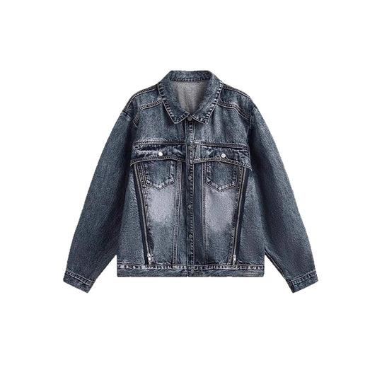 Damen Coole Oversized Jeansjacke Nord Taschen