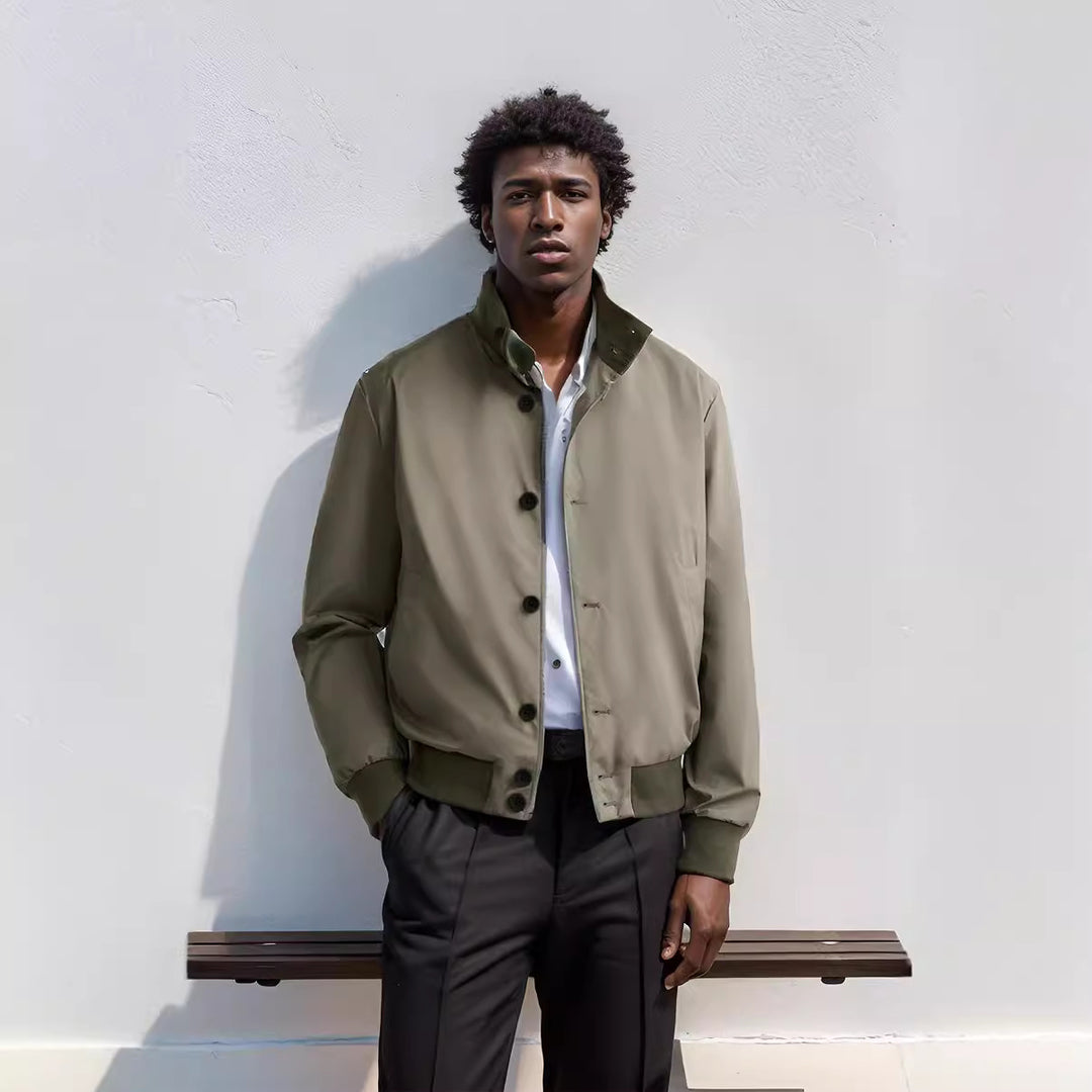 Herren Leichter Blouson mit Stehkragen, Knopfleiste und gerippten Bündchen Nord Taschen