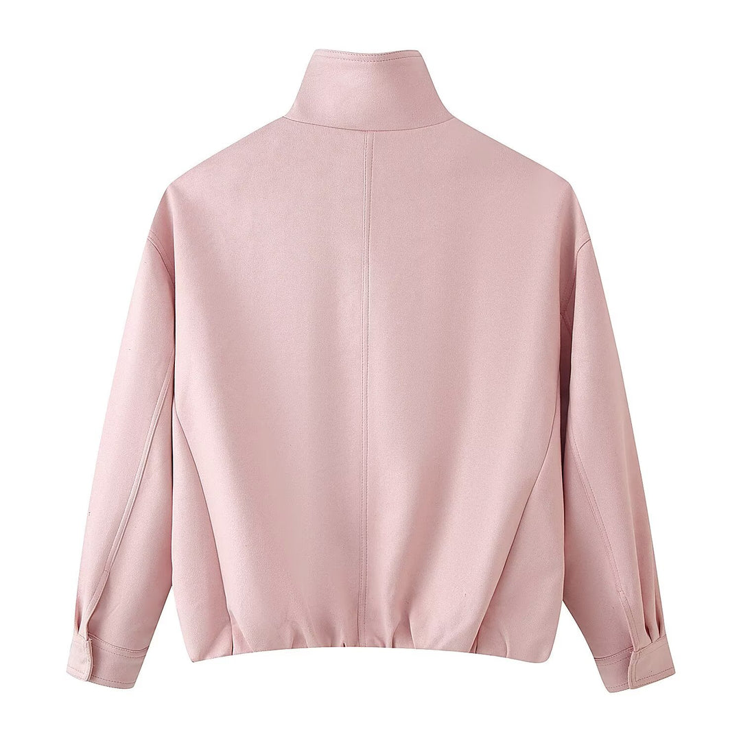 Damen Boxy-Kurzjacke mit hohem Funnelkragen und verdeckter Reißverschlussleiste Nord Taschen