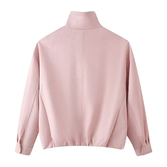 Damen Boxy-Kurzjacke mit hohem Funnelkragen und verdeckter Reißverschlussleiste Nord Taschen