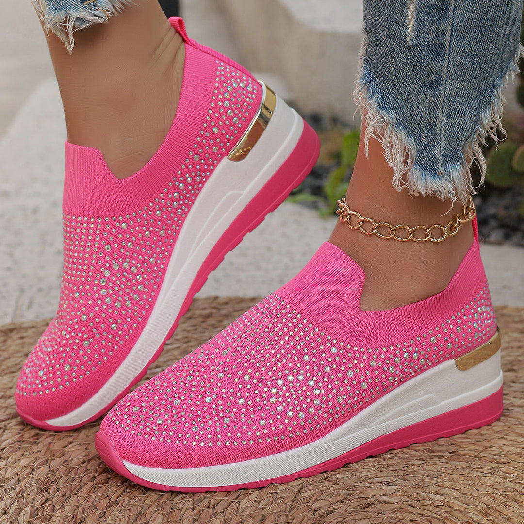 Damen Glitzernde Slip-On Sneakers mit bequemer und dämpfender Sohle