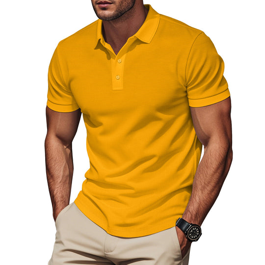 Herren nan elegantes Struktur-Poloshirt mit Kentkragen, kurzer Knopfleiste und atmungsaktivem Stretchjersey