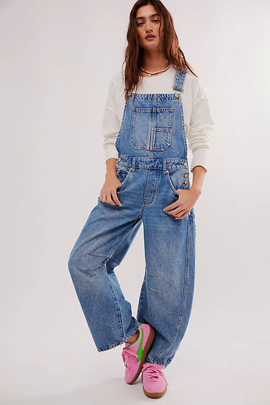 Damen lässige Denim-Latzhose im modernen Schnitt mit verstellbaren Trägern - Vittorelli
