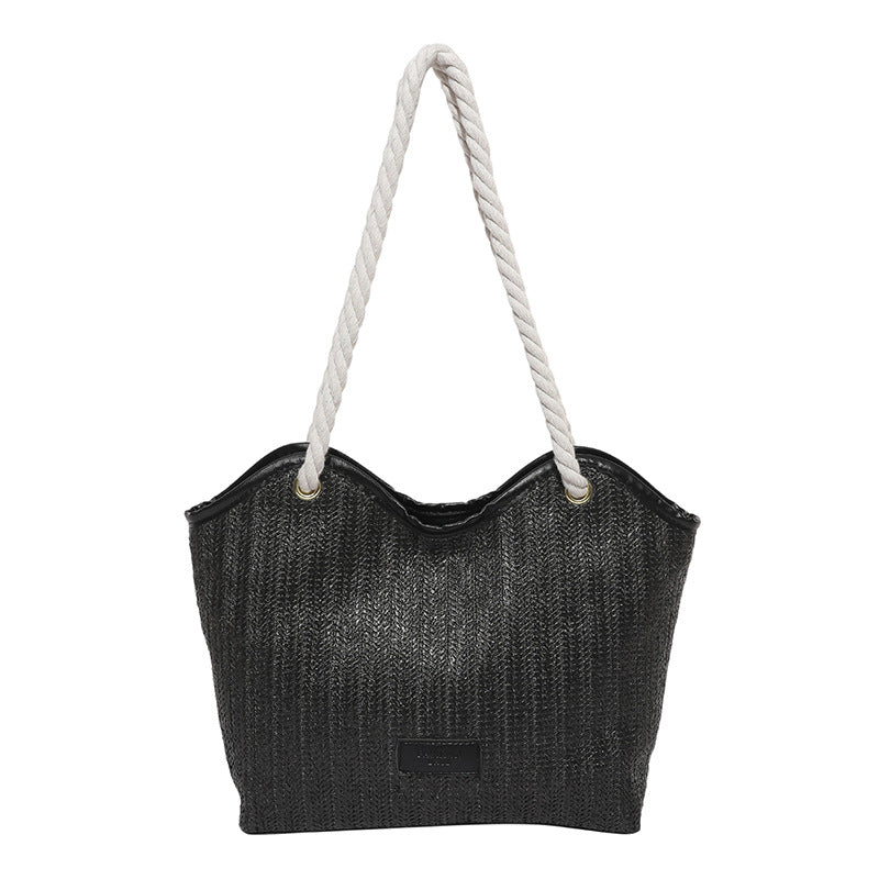 Damen Strandtasche mit robustem Baumwollgewebe und stylischem geflochtenem Griff Nord Taschen