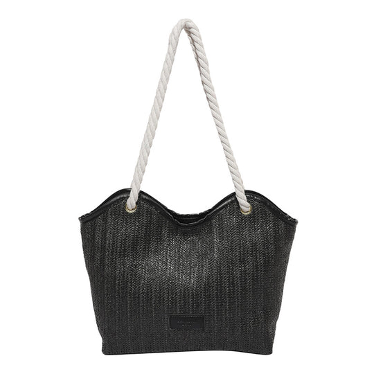 Damen Strandtasche mit robustem Baumwollgewebe und stylischem geflochtenem Griff Nord Taschen
