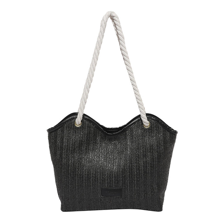 Damen Strandtasche mit robustem Baumwollgewebe und stylischem geflochtenem Griff Nord Taschen