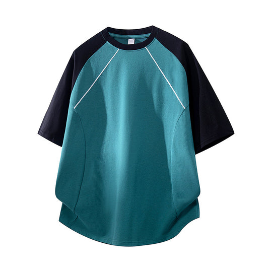 Herren Sportives Oversize Waffelstruktur-Raglan-T-Shirt mit Kontrastärmeln und atmungsaktivem Funktionsjersey Nord Taschen