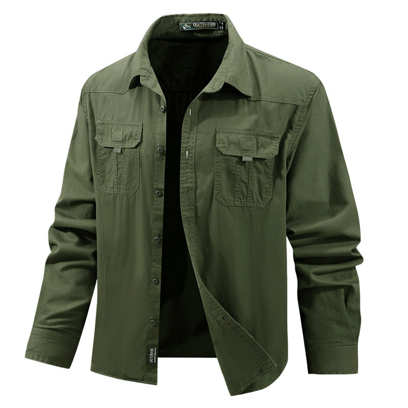 Herren  leichtes Travel-Hemdjacke mit verdeckter Knopfleiste, aufgesetzten Klappbrusttaschen und knitterarmem Baumwoll-Stretch Nord Taschen
