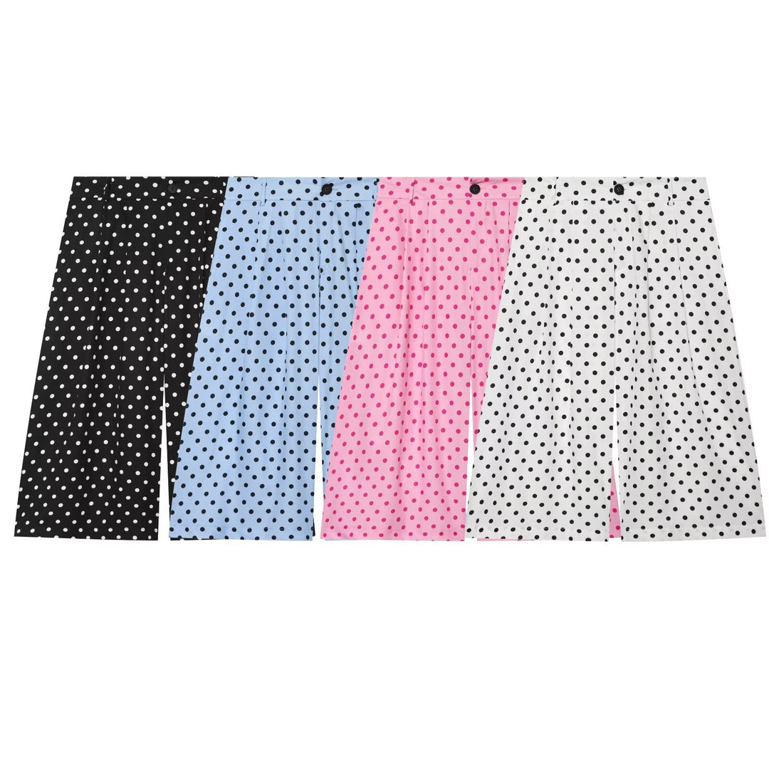 Damen Hochtaillierte Culottehose mit weitem Bein, Pünktchenmuster und Bügelfalte Nord Taschen