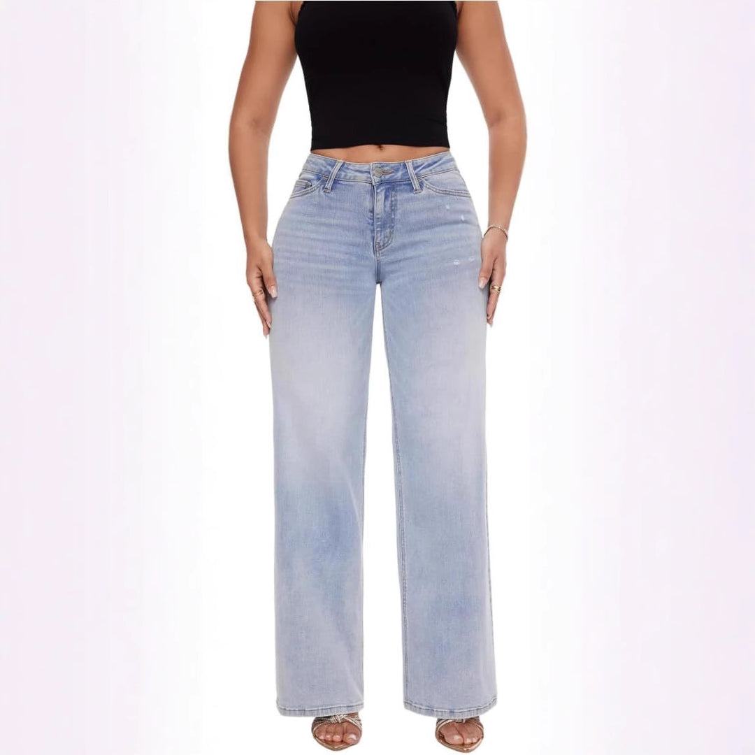 Damen Weite High‑Waist Schlagjeans aus Stretch Denim Nord Taschen