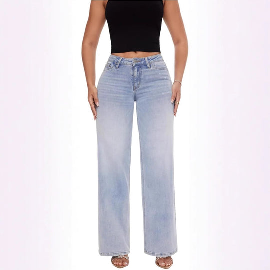 Damen Weite High‑Waist Schlagjeans aus Stretch Denim Nord Taschen