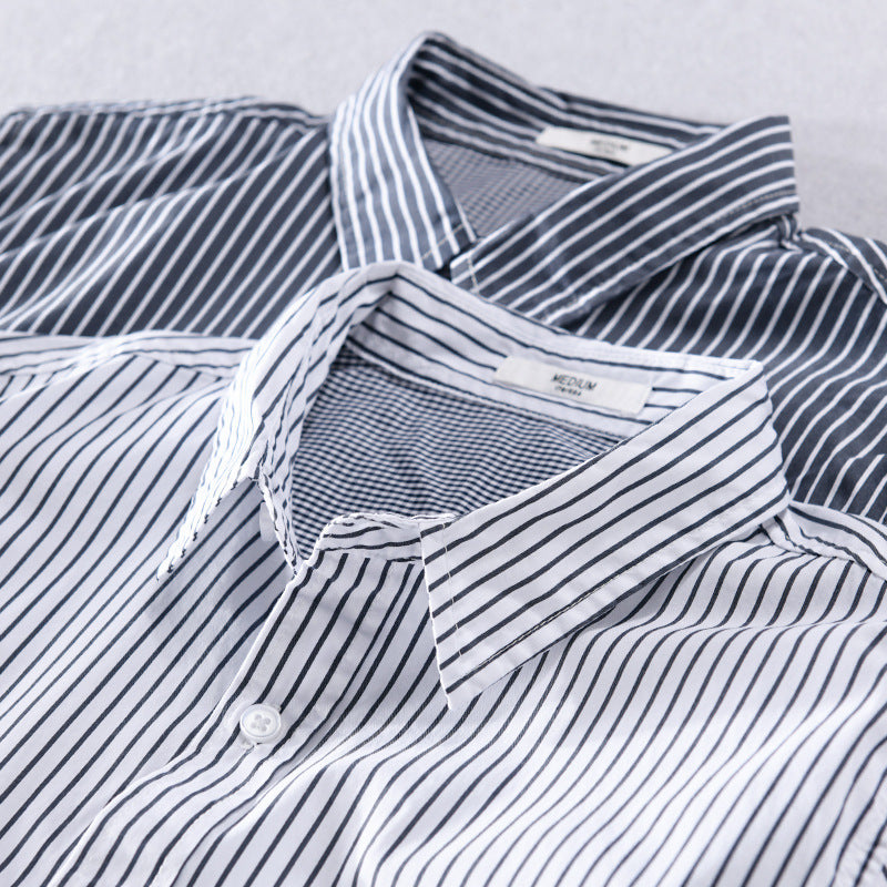 Herren Gestreiftes Overshirt mit Farbblock‑Einsätzen und aufgesetzter Brusttasche Nord Taschen