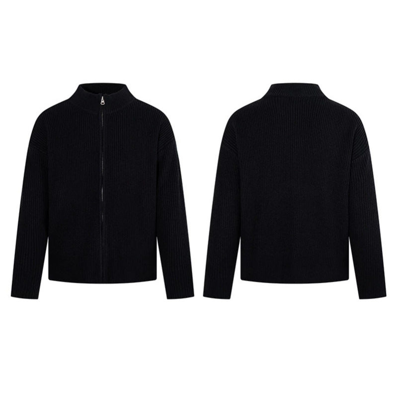 Damen Grobstrick-Zipjacke mit Stehkragen und oversized Passform Nord Taschen