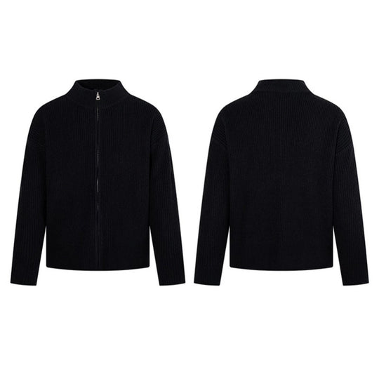 Damen Grobstrick-Zipjacke mit Stehkragen und oversized Passform Nord Taschen