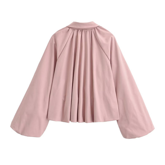 Damen Kurz geschnittene Blousonjacke mit weitem Kimonoärmel und gerafftem Saum Nord Taschen