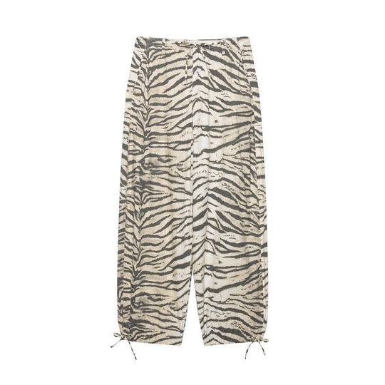 Damen Weite Palazzohose mit Tunnelzugbund, Kordelzügen und animalischem Print Nord Taschen