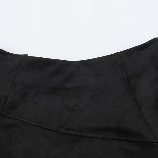 Damen Asymmetrischer Lagenrock mit Kunstleder-Oberschürze und kariertem Chiffon-Volant Nord Taschen