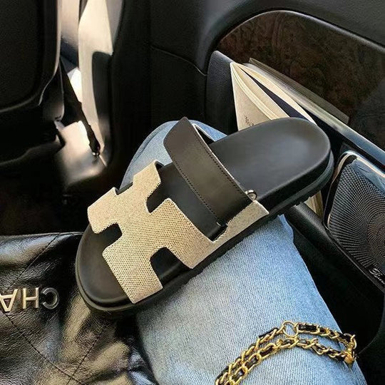 Damen Bequeme Zehentrenner-Sandalen mit breiten Riemen und rutschfester Sohle Nord Taschen