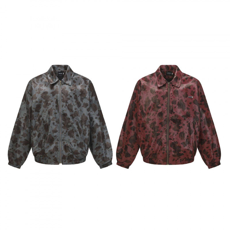 Unisex Kurz geschnittene Boxy-Jacke mit Reißverschluss, elastischem Saum und modernem Animal-Print Nord Taschen