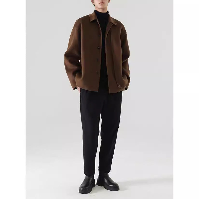 Herren Boxy Wollmix-Hemdjacke mit durchgehender Knopfleiste und überschnittener Schulter Nord Taschen